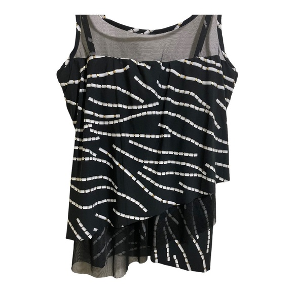 Miraclesuit womens tankini top black sheer striped adjustable straps size 14 - Picture 10 of 11